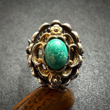 Load image into Gallery viewer, Vintage Tracht Ring 835 Silber vergoldet Amazonit RG 56/57