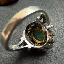 Load image into Gallery viewer, Vintage Tracht Ring 835 Silber vergoldet Amazonit RG 56/57