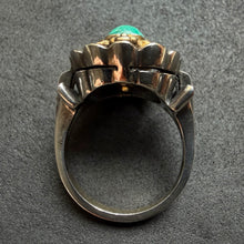 Load image into Gallery viewer, Vintage Tracht Ring 835 Silber vergoldet Amazonit RG 56/57