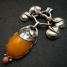 Load image into Gallery viewer, Jugendstil Anhänger Kay Bojesen KBS Skonvirke 826 Silber Bernstein Koralle antik c. 1913