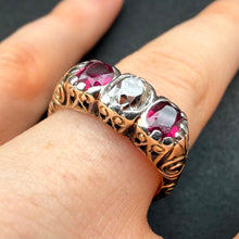 Load image into Gallery viewer, Antiker Ring 14k 585 Gold Altschliff Diamant Rubin alt c. 1900 RG 57