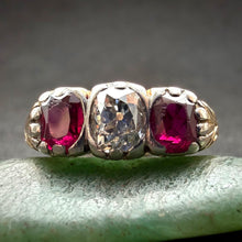 Load image into Gallery viewer, Antiker Ring 14k 585 Gold Altschliff Diamant Rubin alt c. 1900 RG 57