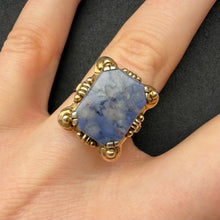 Load image into Gallery viewer, Jugendstil Art Deco Ring 835 Silber vergoldet blauer Naturstein alt antik c. 1920 RG 58/59