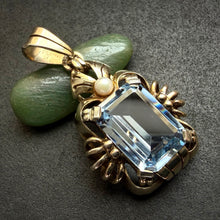 Lade das Bild in den Galerie-Viewer, Art Deco Anhänger 935 Silber vergoldet Spinell blau Perle Handarbeit alt antik c. 1920