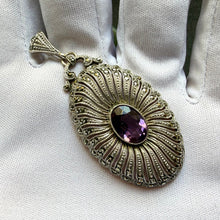 Lade das Bild in den Galerie-Viewer, Jugendstil Art Deco Anhänger 835 Silber Amethyst Markasit alt antik c. 1920