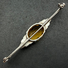 Lade das Bild in den Galerie-Viewer, Art Deco Brosche 835 Silber Citrin Markasit alt antik c. 1920