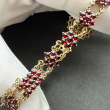 Load image into Gallery viewer, Vintage Granat Armband 900 Silber vergoldet Handarbeit Tracht