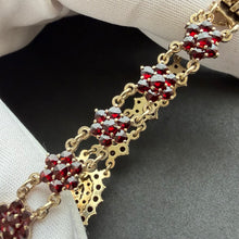 Load image into Gallery viewer, Vintage Granat Armband 900 Silber vergoldet Handarbeit Tracht