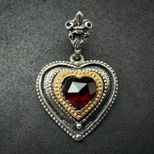 Load image into Gallery viewer, Vintage Herz Anhänger Granat 835 Silber Liebe Tracht