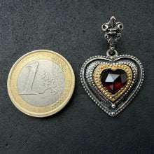 Load image into Gallery viewer, Vintage Herz Anhänger Granat 835 Silber Liebe Tracht