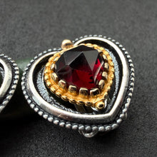 Load image into Gallery viewer, Vintage Granat Herz Ohrringe Ohrclips Sterling Silber 925 vergoldet Tracht Liebe