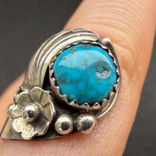 Load image into Gallery viewer, Vintage Navajo Ring Sterling Silber 925 Türkis floral RG 57/58