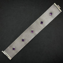Load image into Gallery viewer, Vintage Gustav Hauber Midcentury Armband 835 Silber Amethyst Handarbeit alt c. 1950