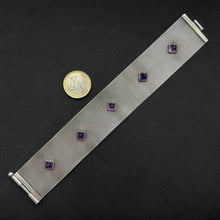 Load image into Gallery viewer, Vintage Gustav Hauber Midcentury Armband 835 Silber Amethyst Handarbeit alt c. 1950