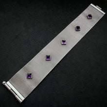 Load image into Gallery viewer, Vintage Gustav Hauber Midcentury Armband 835 Silber Amethyst Handarbeit alt c. 1950