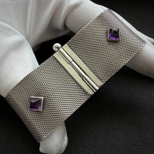 Load image into Gallery viewer, Vintage Gustav Hauber Midcentury Armband 835 Silber Amethyst Handarbeit alt c. 1950