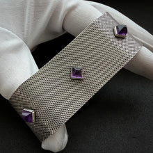 Load image into Gallery viewer, Vintage Gustav Hauber Midcentury Armband 835 Silber Amethyst Handarbeit alt c. 1950