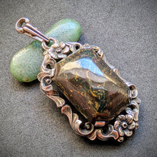 Lade das Bild in den Galerie-Viewer, Jugendstil Anhänger 835 Silber Speckstein alt antik c. 1920 S