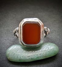 Lade das Bild in den Galerie-Viewer, Jugendstil Ring Silber 835 Karneol alt antik