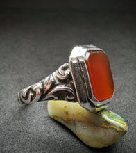 Lade das Bild in den Galerie-Viewer, Jugendstil Ring Silber 835 Karneol alt antik