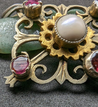 Lade das Bild in den Galerie-Viewer, Antiker Anhänger min 750 Silber Naturperlen Almandin Granat alt c. 1820