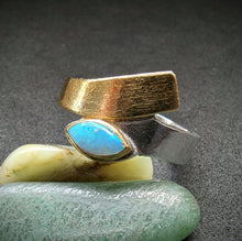 Lade das Bild in den Galerie-Viewer, Moderner Designer Ring Sterling Silber 925 Opal RG 58