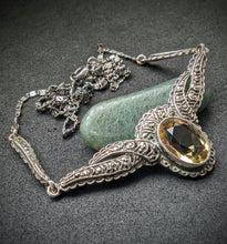 Load image into Gallery viewer, Antique Art Nouveau Art Deco necklace 800 silver citrine marcasite old approx. 1920