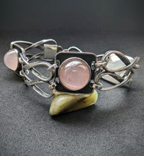 Lade das Bild in den Galerie-Viewer, Altes Designer Armband 835 Silber Rosenquarz