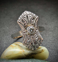 Lade das Bild in den Galerie-Viewer, Antiker Art Deco Ring 14k 585 Gold Diamant alt ca. 1920 RG 53