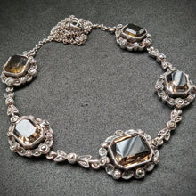 Load image into Gallery viewer, Antique Art Nouveau Art Deco necklace 935 silver smoky quartz marcasite old approx. 1920