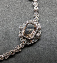 Load image into Gallery viewer, Antique Art Nouveau Art Deco necklace 935 silver smoky quartz marcasite old approx. 1920