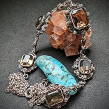 Load image into Gallery viewer, Antique Art Nouveau Art Deco necklace 935 silver smoky quartz marcasite old approx. 1920