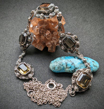 Load image into Gallery viewer, Antique Art Nouveau Art Deco necklace 935 silver smoky quartz marcasite old approx. 1920