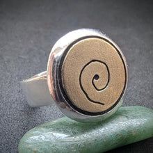 Lade das Bild in den Galerie-Viewer, Moderner Designer Ring Sterling Silber 925 14k 585 Gold Muschel RG 55