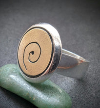 Lade das Bild in den Galerie-Viewer, Moderner Designer Ring Sterling Silber 925 14k 585 Gold Muschel RG 55