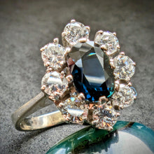 Lade das Bild in den Galerie-Viewer, Entourage Ring 585 Gold Wien blauer Saphir 1,1 Carat Diamant 1 Carat RG 52 S