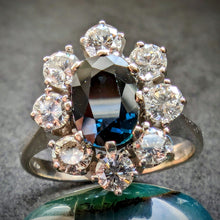 Lade das Bild in den Galerie-Viewer, Entourage Ring 585 Gold Wien blauer Saphir 1,1 Carat Diamant 1 Carat RG 52 S
