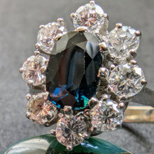 Lade das Bild in den Galerie-Viewer, Entourage Ring 585 Gold Wien blauer Saphir 1,1 Carat Diamant 1 Carat RG 52 S