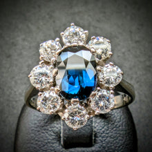 Lade das Bild in den Galerie-Viewer, Entourage Ring 585 Gold Wien blauer Saphir 1,1 Carat Diamant 1 Carat RG 52 S