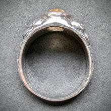 Lade das Bild in den Galerie-Viewer, Jugendstil Ring Silber 935 Citrin Handarbeit Satyr Pan Faun alt antik c. 1910 RG 64