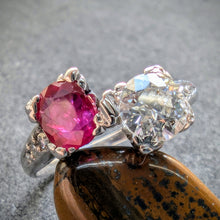 Lade das Bild in den Galerie-Viewer, Toi et Moi Ring 14k 585 Gold Rubin 0,50 Ct Diamant 0,60 Ct antik c. 1920 RG 52
