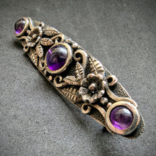 Lade das Bild in den Galerie-Viewer, Vintage Designer Brosche 835 Silber Amethyst floral Blumen alt