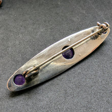Lade das Bild in den Galerie-Viewer, Vintage Designer Brosche 835 Silber Amethyst floral Blumen alt S