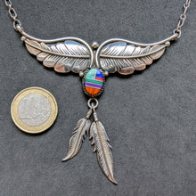 Load image into Gallery viewer, Navajo Inlay Collier Paula Armstrong Sterling Silber 925 Türkis Spiny Oyster