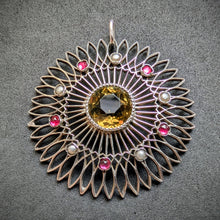 Lade das Bild in den Galerie-Viewer, Jugendstil Anhänger Silber Citrin Granat Perle Handarbeit alt antik c. 1910 S