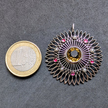 Lade das Bild in den Galerie-Viewer, Jugendstil Anhänger Silber Citrin Granat Perle Handarbeit alt antik c. 1910 S