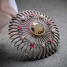 Lade das Bild in den Galerie-Viewer, Jugendstil Anhänger Silber Citrin Granat Perle Handarbeit alt antik c. 1910 S
