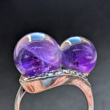 Lade das Bild in den Galerie-Viewer, Art Deco Ring 835 Silber Amethyst Kugeln Markasit alt antik c. 1920 RG 58 S