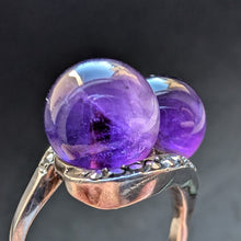 Lade das Bild in den Galerie-Viewer, Art Deco Ring 835 Silber Amethyst Kugeln Markasit alt antik c. 1920 RG 58 S