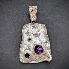 Lade das Bild in den Galerie-Viewer, Vintage Modernismus Brutalismus Anhänger 835 Silber Amethyst alt 1970s S